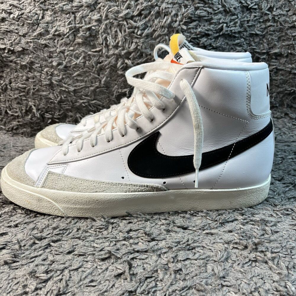 Nike Blazer Mid 77 VNTG Leather Men Size 14 White Black Used BQ6806-100